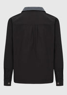 Back view of the Men’s Grimes Canvas Jacket in Moonless Night, emphasizing its sturdy zipper closure and water and wind-resistant features.