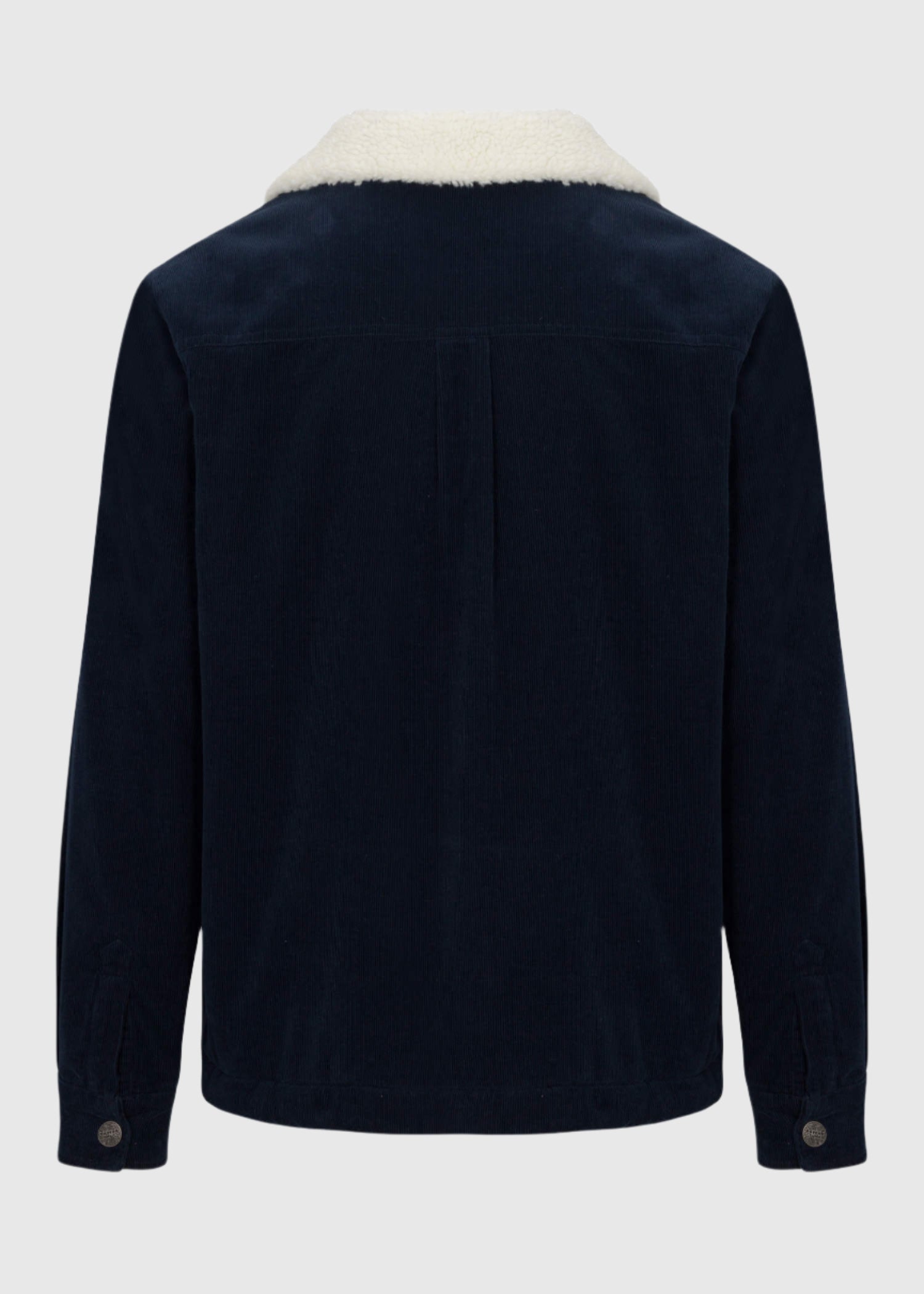 Back view of the Men’s Wales Corduroy Sherpa Jacket in Naval Academy color, highlighting the durable corduroy material and stylish design