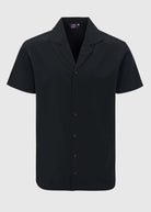 Front view of the Men’s Cruiser Coconut Woven Shirt in Moonless Night color, showcasing the unique coconut woven fabric