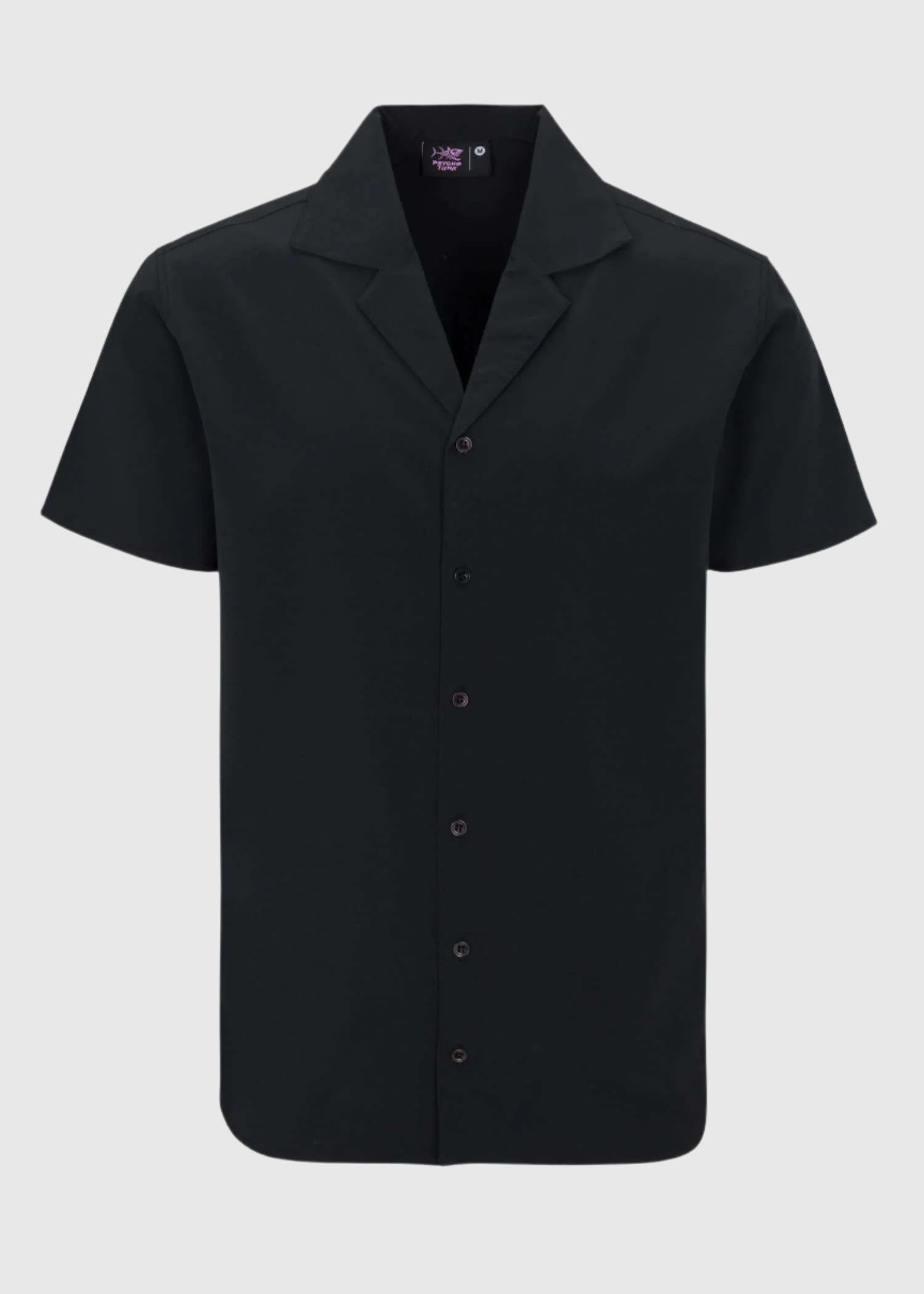 Front view of the Men’s Cruiser Coconut Woven Shirt in Moonless Night color, showcasing the unique coconut woven fabric