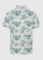 Finback Men’s Short Sleeve Button Up Shirt with 4-Way Stretch Off White Back