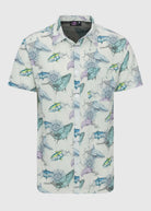 Technical Woven Short Sleeve Button Up Shirt for Men Off White Front