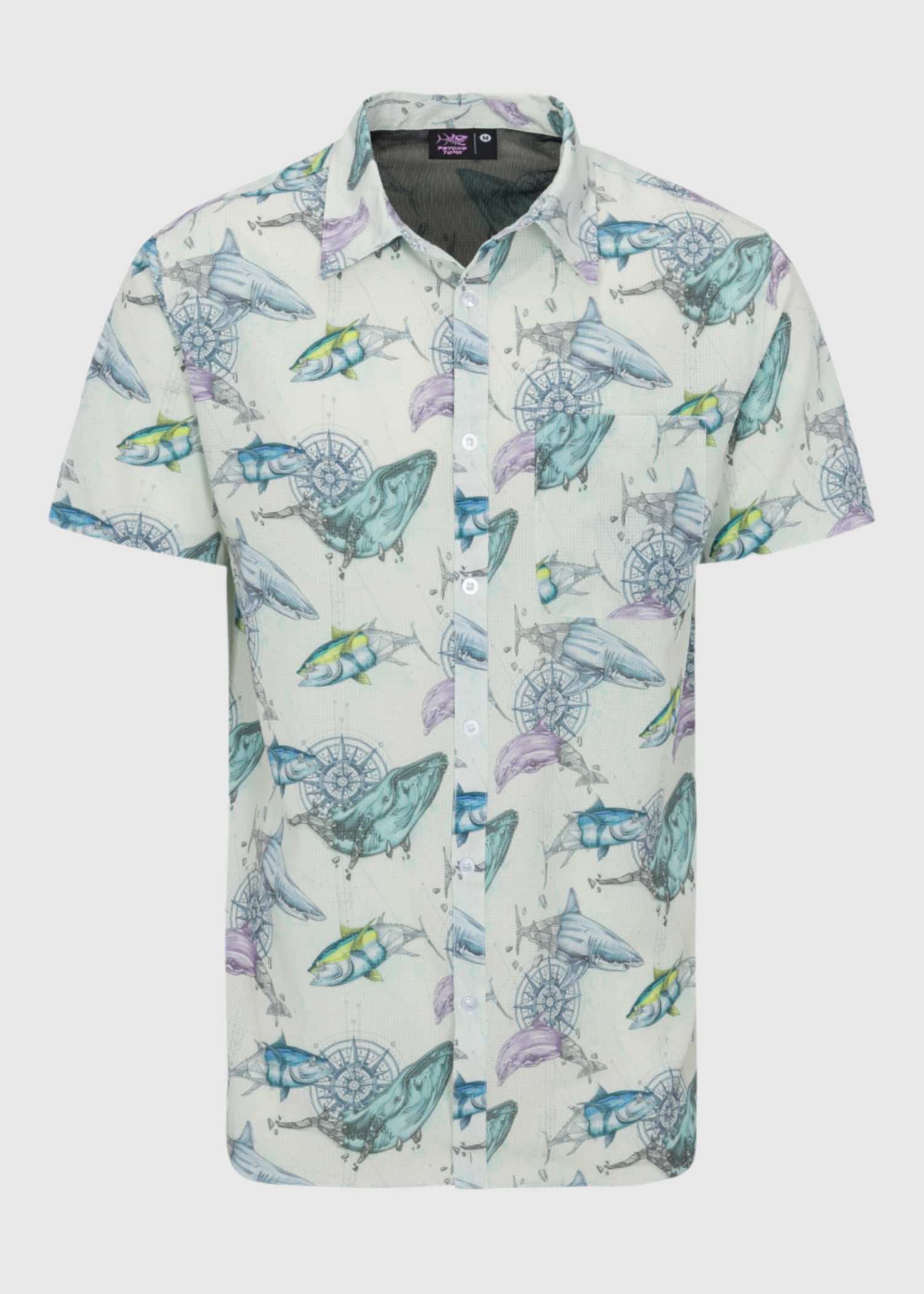 Technical Woven Short Sleeve Button Up Shirt for Men Off White Front