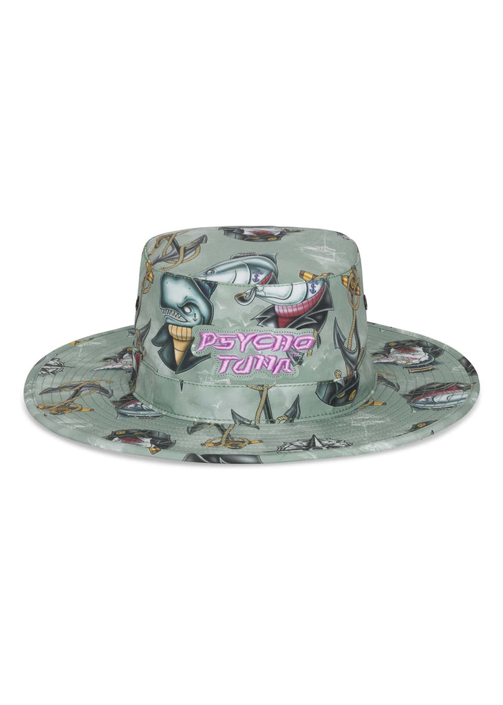Men’s Psycho Crew Boonie Hat in Iceberg Green by Psycho Tuna Clothing, perfectly designed for the waterman lifestyle, offering sun protection and style.