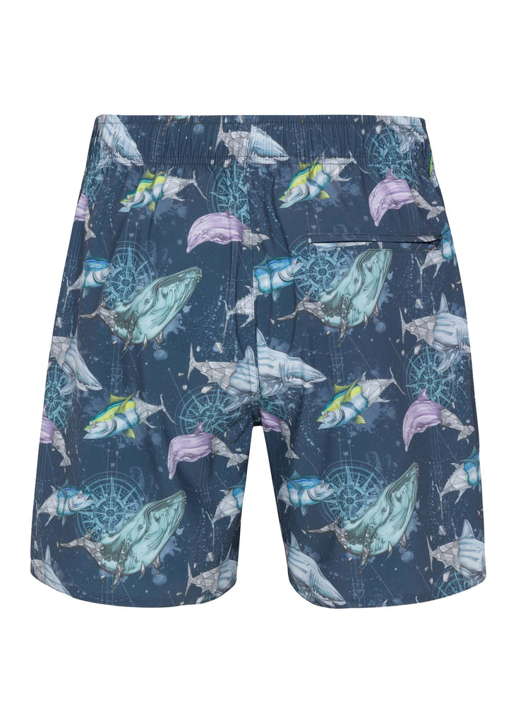 Summer-ready naval academy Men’s Geo Ocean Printed Pool Shorts Back