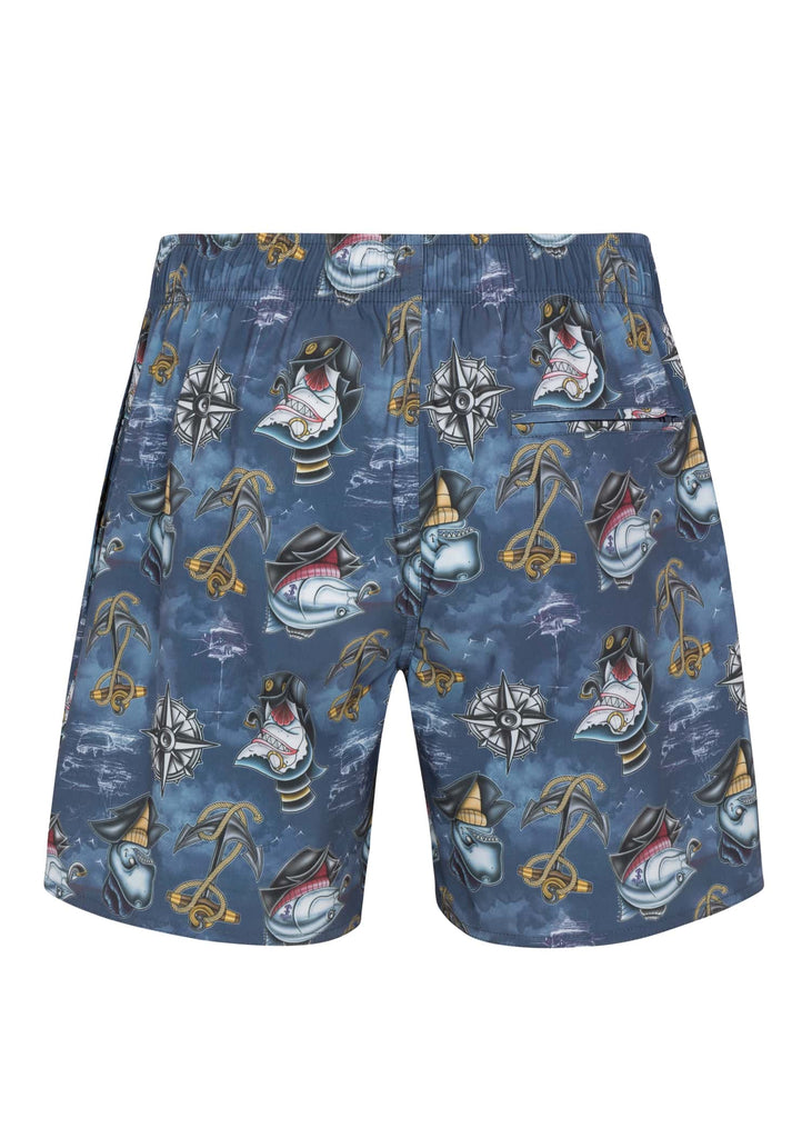 Naval Academy Colored Men’s Psycho Crew Printed Pool Shorts Back