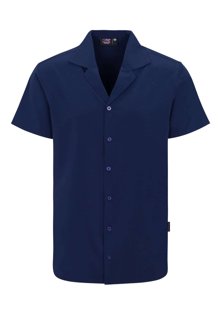 Front view of the Men’s Cruiser Coconut Woven Shirt in Naval Academy color, reflecting the spirit of the cruiser lifestyle
