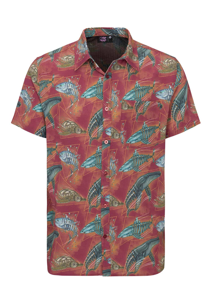 Men’s Short Sleeve Button Up Shirt by Titanium Killers Front Side