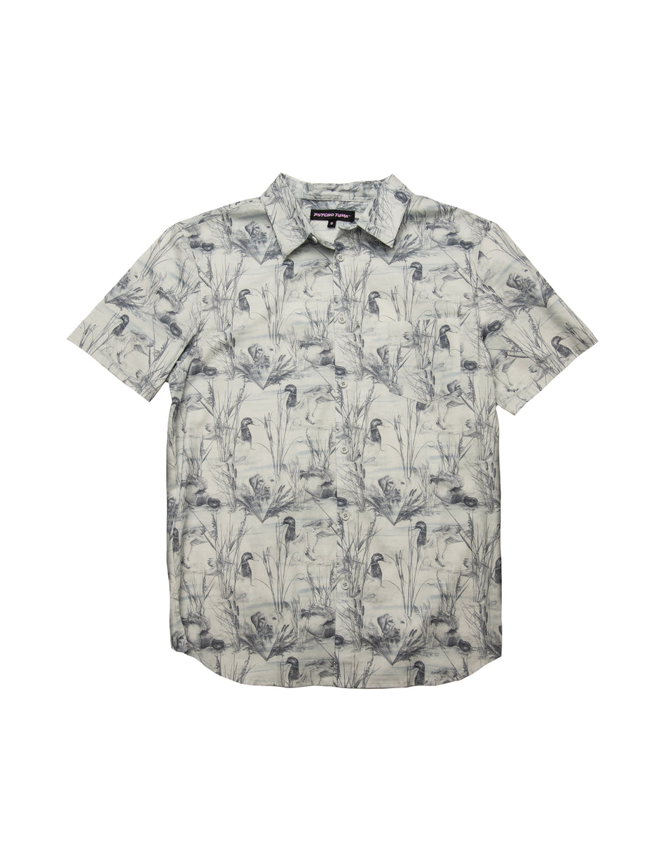 Psycho Tuna’s Men’s Ducks Button Up Shirt: Classic & Quirky